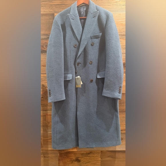 Todd Snyder Light Blue Double-Breasted Light Boucle Italian Wool Overcoat NWT - Picture 3 of 12